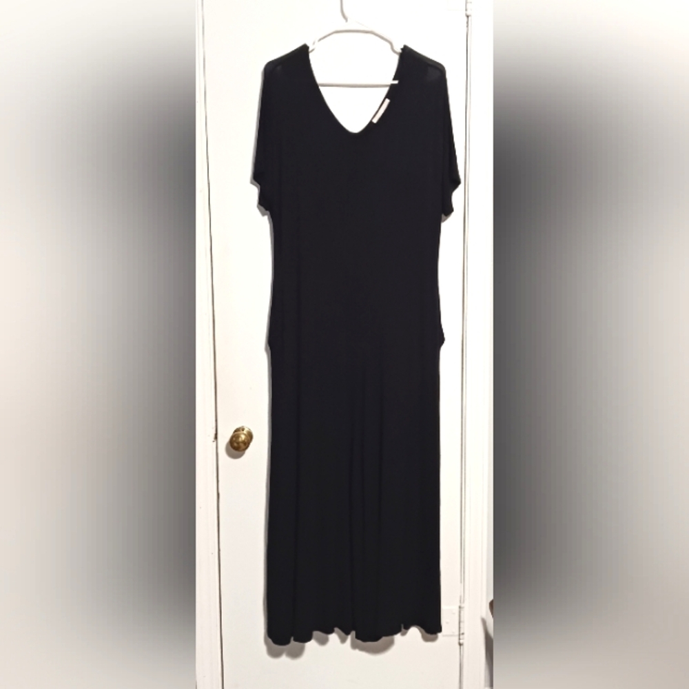 Sweet Adelyn Black V Neck, Short Sleeve, Loose Fit,Wide Leg Romper With Pockets